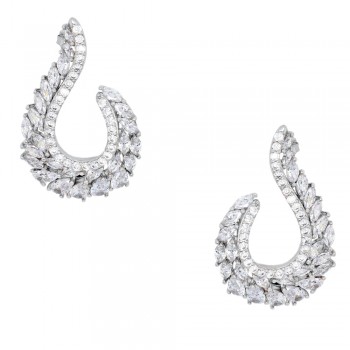 Ασημένια νυφικά σκουλαρίκια 925 με ζιργκόν