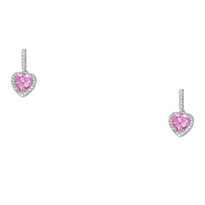 Ασημένια ημικρεμαστά σκουλαρίκια καρδιές 925 με ζιργκόν