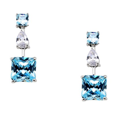 Ασημένια κρεμαστά σκουλαρίκια 925 με ζιργκόν