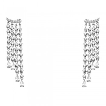 Ασημένια νυφικά κρεμαστά σκουλαρίκια 925 με ζιργκόν