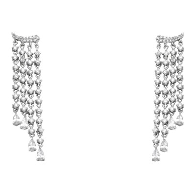 Ασημένια νυφικά κρεμαστά σκουλαρίκια 925 με ζιργκόν