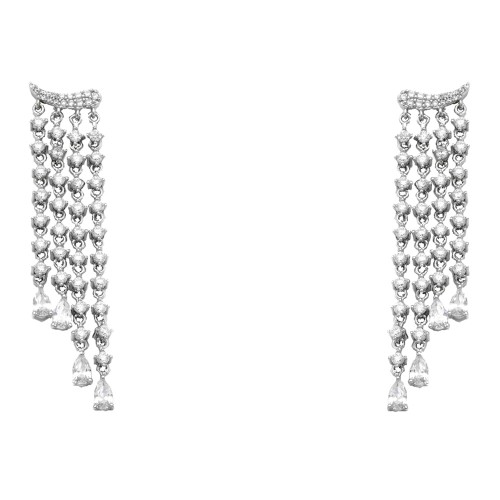 Ασημένια νυφικά κρεμαστά σκουλαρίκια 925 με ζιργκόν