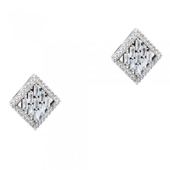 Ασημένια σκουλαρίκια ρόμβοι 925 με ζιργκόν