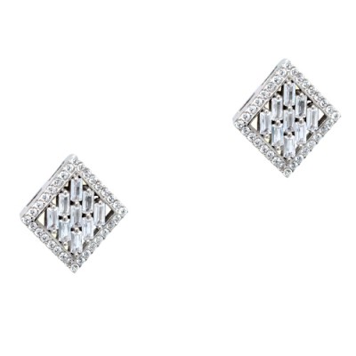 Ασημένια σκουλαρίκια ρόμβοι 925 με ζιργκόν