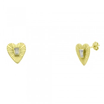 Ασημένια επιχρυσωμένα σκουλαρίκια καρδιές 925