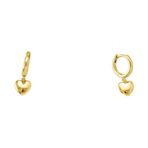 Ασημένια επιχρυσωμένα σκουλαρίκια κρικάκια 925 με καρδιές