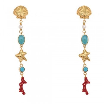 Ασημένια επιχρυσωμένα κρεμαστά σκουλαρίκια 925