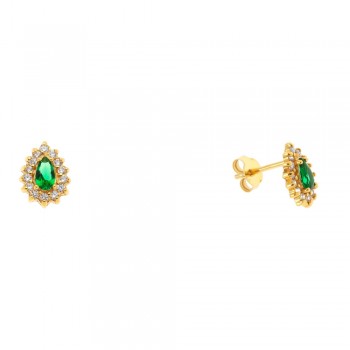 Ασημένια επιχρυσωμένα σκουλαρίκια σταγόνες 925 με ζιργκόν