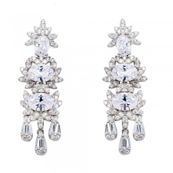 Ασημένια κρεμαστά σκουλαρίκια 925 με ζιργκόν