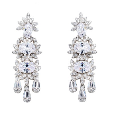 Ασημένια κρεμαστά σκουλαρίκια 925 με ζιργκόν