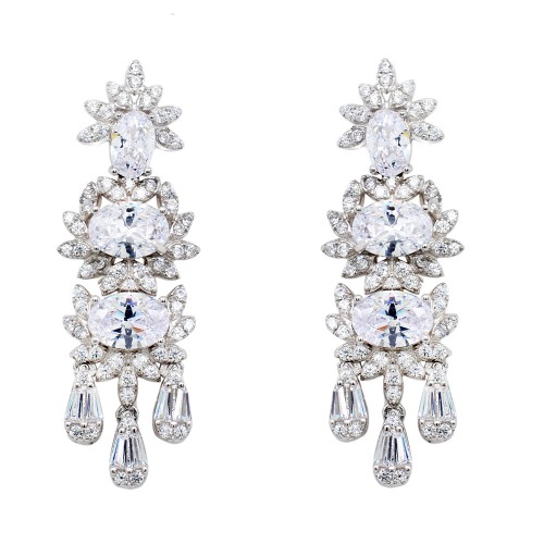 Ασημένια κρεμαστά σκουλαρίκια 925 με ζιργκόν