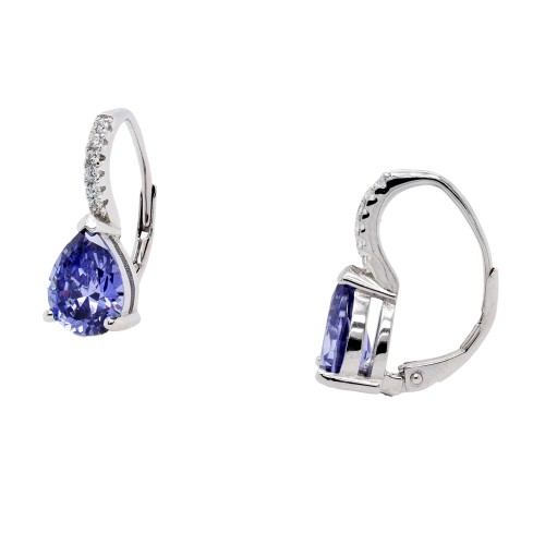 Ασημένια ημικρεμαστά σκουλαρίκια σταγόνες 925 με ζιργκόν