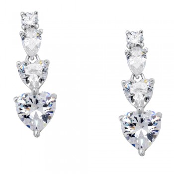 Ασημένια κρεμαστά σκουλαρίκια καρδιές 925