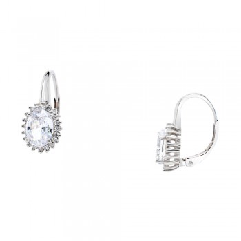 Ασημένια ημικρεμαστά σκουλαρίκια ροζέτες 925 με ζιργκόν