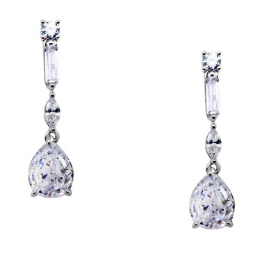 Ασημένια νυφικά σκουλαρίκια σταγόνες 925 με ζιργκόν