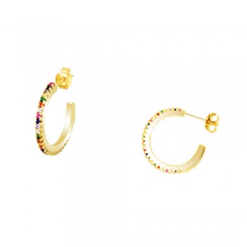 Ασημένια επιχρυσωμένα σκουλαρίκια κρίκοι rainbow 925
