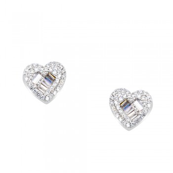 Ασημένια σκουλαρίκια καρδιές 925 με ζιργκόν
