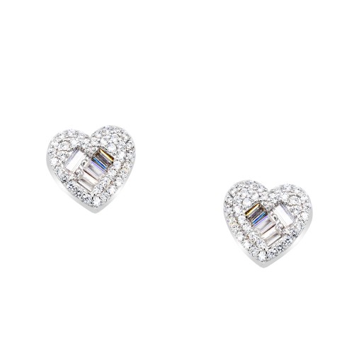 Ασημένια σκουλαρίκια καρδιές 925 με ζιργκόν