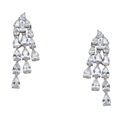 Ασημένια νυφικά σκουλαρίκια σταγόνες 925 με ζιργκόν