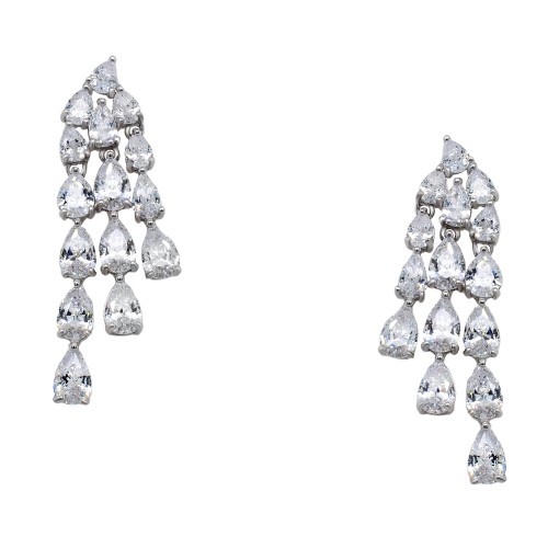 Ασημένια νυφικά σκουλαρίκια σταγόνες 925 με ζιργκόν