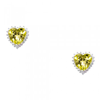 Ασημένια σκουλαρίκια καρδιές 925 με ζιργκόν