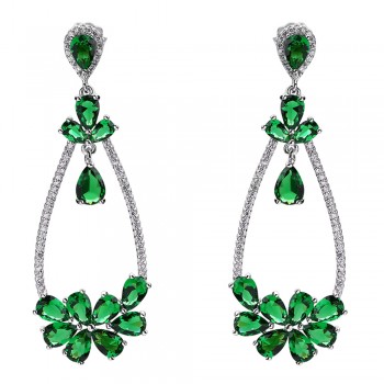 Ασημένια κρεμαστά σκουλαρίκια 925 με ζιργκόν