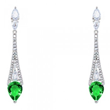 Ασημένια κρεμαστά σκουλαρίκια 925 με ζιργκόν