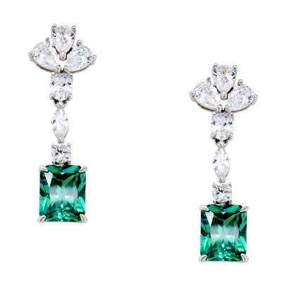 Ασημένια κρεμαστά σκουλαρίκια 925 με ζιργκόν