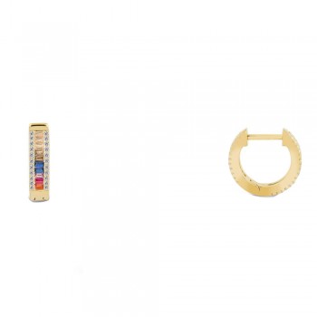 Ασημένια επιχρυσωμένα σκουλαρίκια κρικάκια rainbow 925