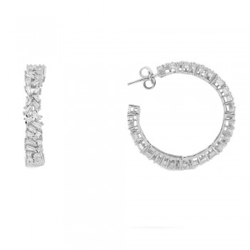 Ασημένια σκουλαρίκια κρίκοι 925 με ζιργκόν