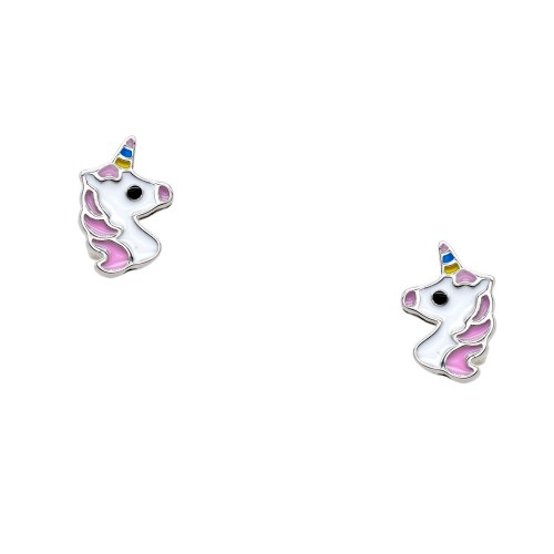 Ασημένια παιδικά σκουλαρίκια unicorn 925