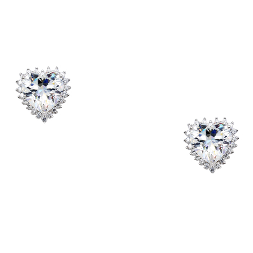 Ασημένια σκουλαρίκια καρδιές 925 με ζιργκόν