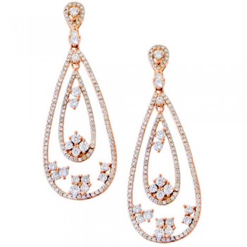 Ασημένια σκουλαρίκια 925 σε ροζ χρώμα με ζιργκόν