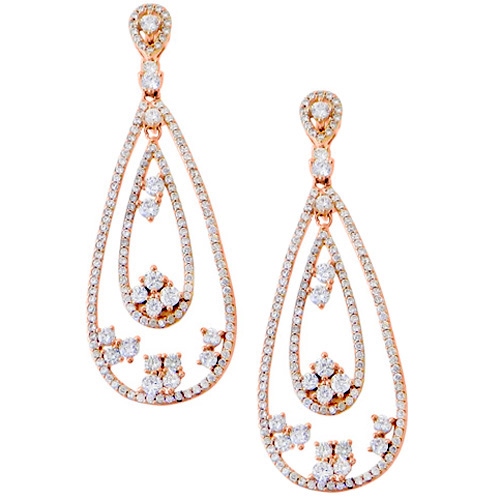 Ασημένια σκουλαρίκια 925 σε ροζ χρώμα με ζιργκόν