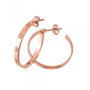 Ασημένια σκουλαρίκια κρίκοι 925 σε ροζ χρώμα
