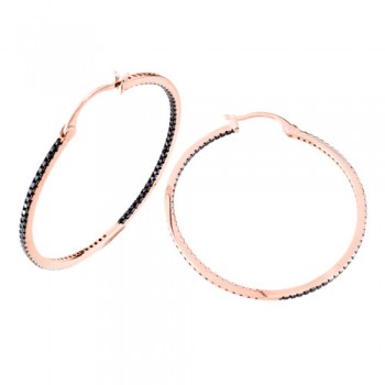 Ασημένια σκουλαρίκια κρίκοι 925 σε ροζ χρώμα