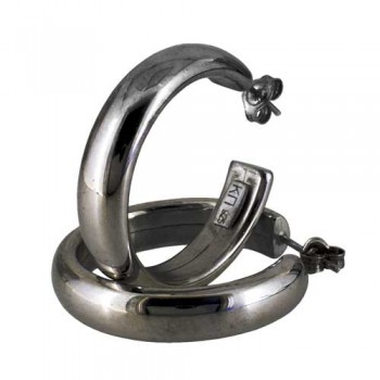 Ασημένια σκουλαρίκια κρίκοι 925 με μαύρο επιπλατίνωμα