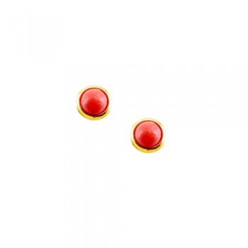 Ασημένια επιχρυσωμένα σκουλαρίκια 925 με κοράλλι