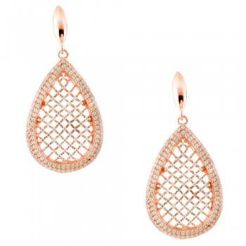 Ασημένια σκουλαρίκια σταγόνες 925 σε ροζ χρώμα