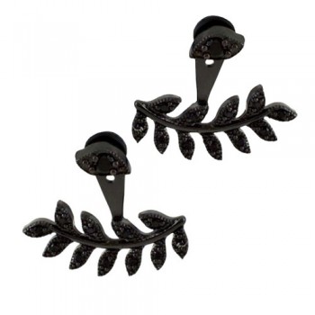 Ασημένια σκουλαρίκια ear jacket 925 με μαύρο επιπλατίνωμα