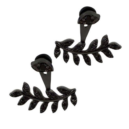 Ασημένια σκουλαρίκια ear jacket 925 με μαύρο επιπλατίνωμα