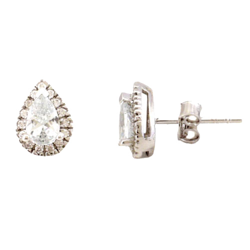 Λευκόχρυσα σκουλαρίκια σταγόνες Κ14 με ζιργκόν