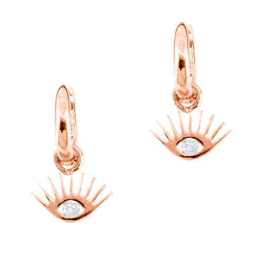 Ασημένια σκουλαρίκια μάτι 925 σε ροζ χρώμα