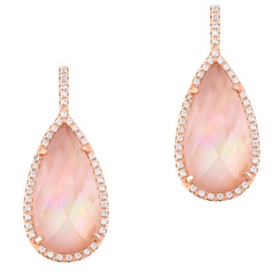 Ασημένια σκουλαρίκια σταγόνες 925 σε ροζ χρώμα