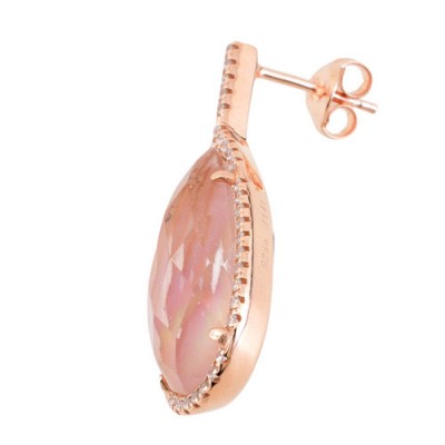 Ασημένια σκουλαρίκια σταγόνες 925 σε ροζ χρώμα