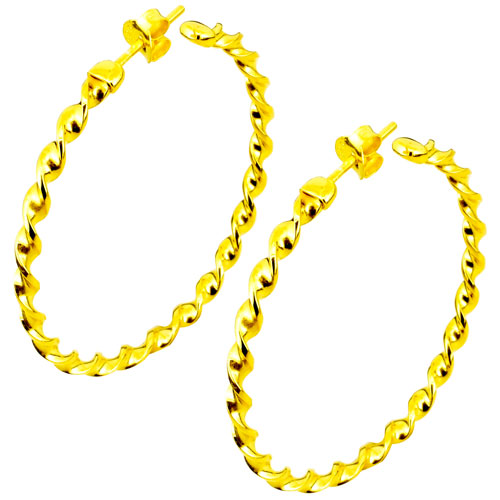 Ασημένια επιχρυσωμένα σκουλαρίκια κρίκοι 925