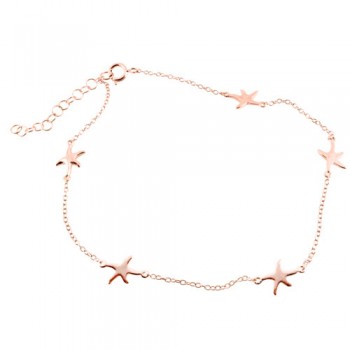 Ασημένιο βραχιόλι ποδιού 925 σε ροζ χρώμα