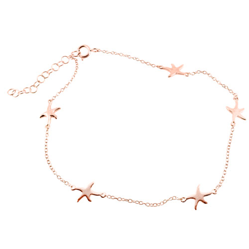 Ασημένιο βραχιόλι ποδιού 925 σε ροζ χρώμα