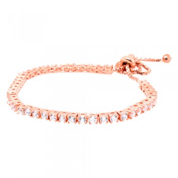 Ασημένιο βραχιόλι ριβιέρα 925 σε ροζ χρώμα