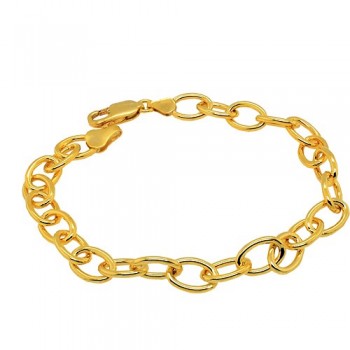 Ασημένιο επιχρυσωμένο βραχιόλι αλυσίδα 925